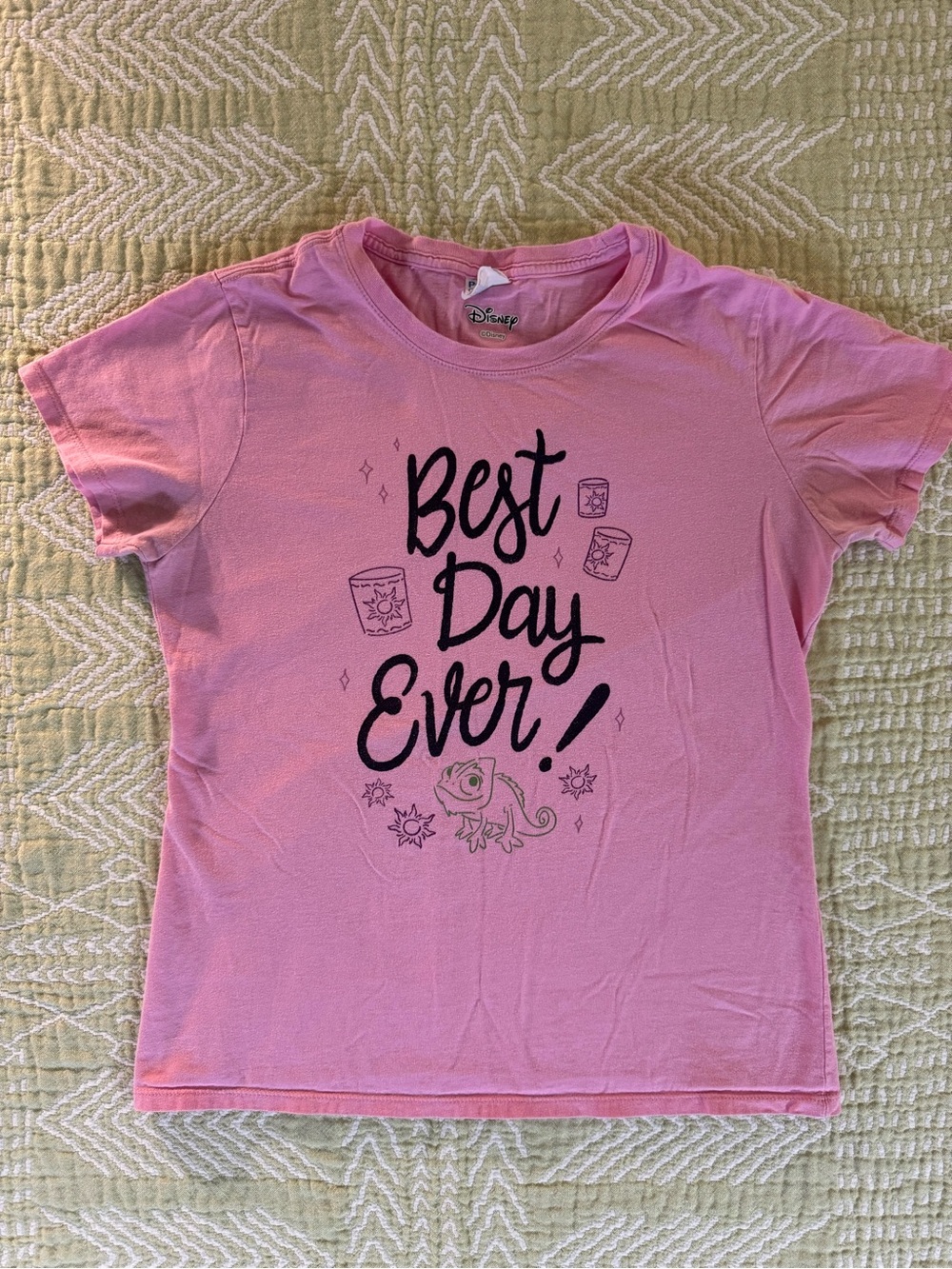 GUC Disney Rapunzel Womens Med Pink 'Best Day Ever!’ Tshirt w/ Pascal & Lanterns
